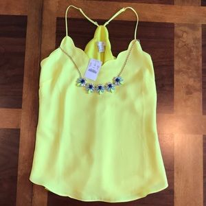 NWT Yellow scalloped tank from j crew